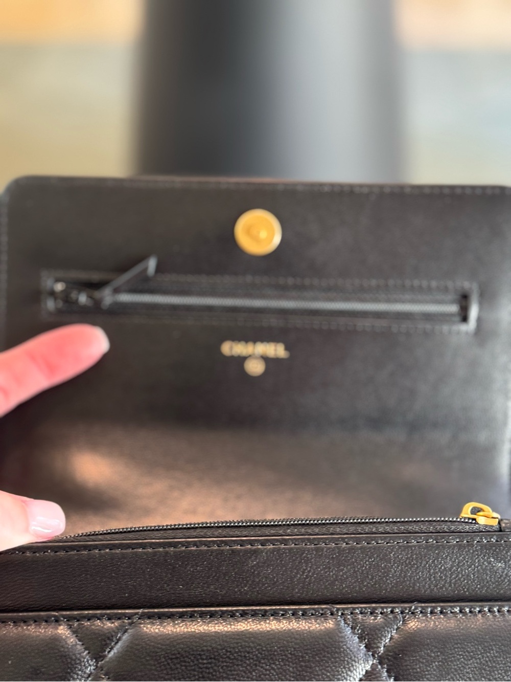 CHANEL 19 Wallet On A Chain Black Lambskin With Gold Hardware - Picture 7 of 14